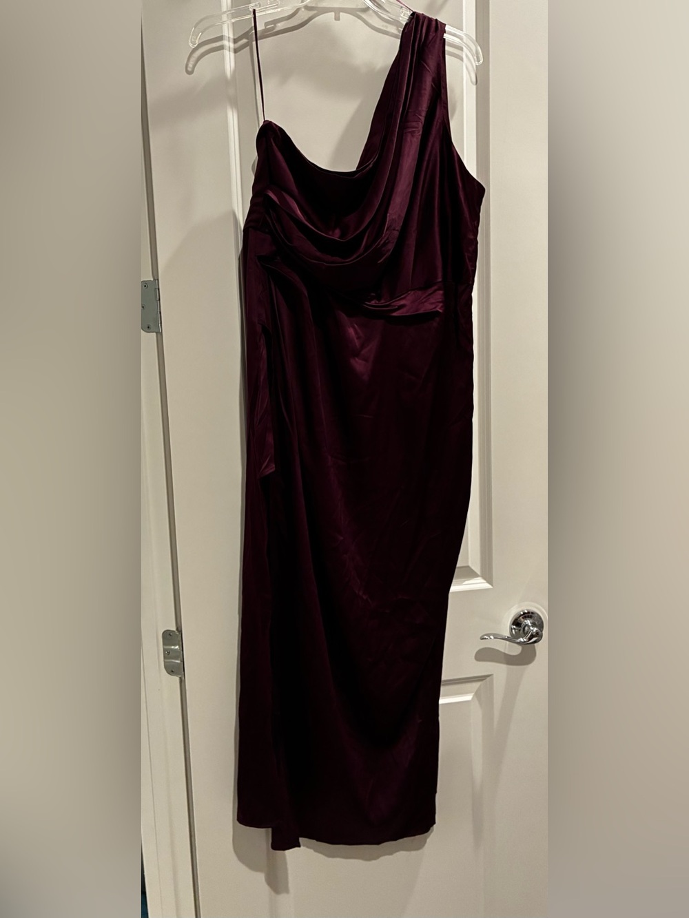NWT Fashion Nova One-Shoulder Draped Evening Dress in Deep Plum 2X